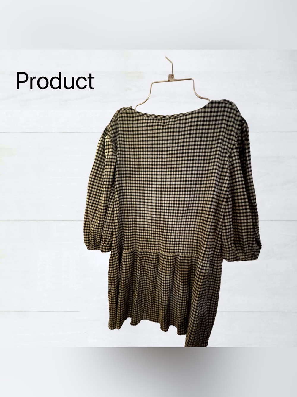 🇨🇦🆕NWT SMASH+TESS | XL | Black Gingham & peplum Valentina Puff Sleeves Top - Picture 7 of 16
